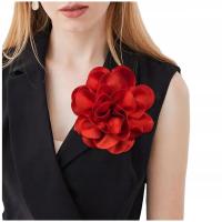 БРОШЬ ЛАЦКАН РОЗА БОЛЬШОЙ 13 СМ ЦВЕТОК ЭЛЕГАНТНЫЙ КРАСНЫЙ ДЛЯ ПИДЖАКА