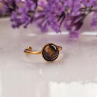 Pierścionek ze stali chirurgicznej z kamieniem naturalnym tygrysie oko