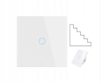 2x WŁĄCZNIK SZKLANY SCHODOWY DOTYKOWY LED 1-PRZYCISKOWY POJEDYNCZY biały