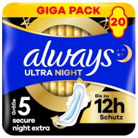 Always Ultra Secure Extra Rozmiar 5 Podpaski za skrzydełkami 20 szt MEGAPAC