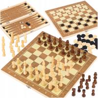 Шахматы шашки нарды большой деревянный 3в1 настольная игра шахматная доска