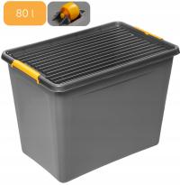 Контейнер 80l для игрушек с крышкой и колесами коробка корзина серый пластик