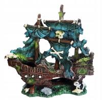 OZDOBA DEKORACJA DO AKWARIUM STATEK PIRACKI WRAK 22x9x23cm AQUA NOVA