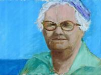 PORTRET KOBIETY W OKULARACH STARY OBRAZ OLEJNY