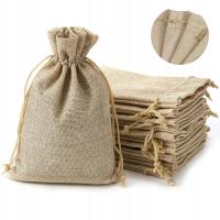 WOREK JUTOWY NA PREZENTY DUŻY 22x30 WORECZKI LNIANE BRĄZOWY TORBA EKO JUTA