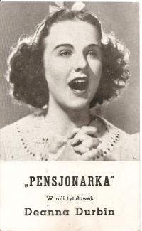 PENSJONARKA -wyk. DEANNA DURBIN -film -program kinowy -lata 30-te