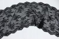 Эластичное черное цветочное кружево 0,5 мб