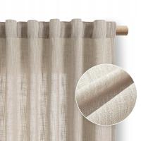 RESTILO Zasłony naturalne splot len 140x250 do salonu na taśmie beżowe