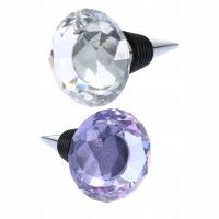 2 SZTUKI MIX KOLORÓW KRYSZTAŁOWYCH KORKÓW DO BUTELEK WINA Z METALEM