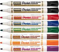 Markery pisaki do tablic suchościeralnych PENTEL MW85 KOMPLET 8 KOLORÓW