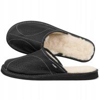 Мужские тапочки из кожи и шерсти, шерстяные тапочки, теплые черные тапочки TYLBUT 40-46