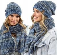 Женский толстый зимний комплект шапка шарф многоцветный теплый комплект Wz7