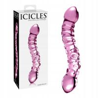 Różowe dwustronne dildo z wypustkami -ICICLES NO 55, Szklane Pipedream