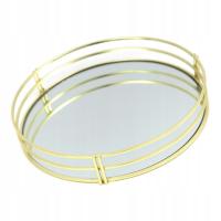 TACA LUSTRZANA ZŁOTA METALOWA 19cm OKRĄGŁA GLAMOUR