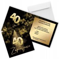 Приглашения на 40-й день рождения блеск черный золотой плюс конверт Z11_22