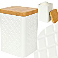 Puszka na kawę pojemnik blaszany metalowy na produkty sypkie biały dekor