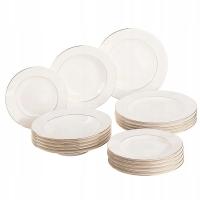 Serwis obiadowy Talerze MariaPaula Klasyka Nova Ecru Złota Linia 6osób 18el