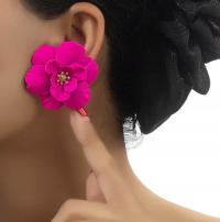 Серьги-гвоздики розовый фуксия цветы Цветы цветок Весна 45 мм
