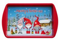 Taca metalowa dekoracyjna świąteczna, Gnomy, skrzaty, 20x14 cm