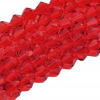 Koraliki Szklane Kryształki Fasetowane Bicone Czerwone 4mm Sznurek 93szt