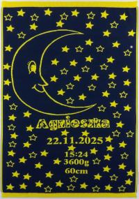 Kocyk dziecięcy bawełniany GOTS z imieniem, metryczką na prezent