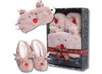 Ciepłe Kapcie Damskie i Opaska na Oczy Bambosze Prezent Swięta MORAJ