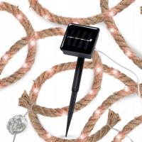 Солнечная веревка светодиодная гирлянда джутовый шнур 3 м IP44 WW