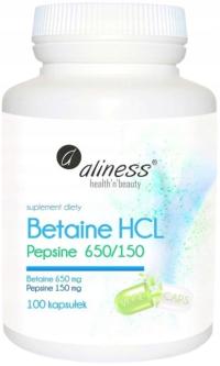 Aliness BETAINE HCL Pepsyna 100 kaps TRAWIENIE Enzymy Metabolizm Zmęczenie