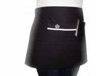 ZAPASKA KELNERSKA CZARNA MINI Z KIESZENIĄ I BIAŁĄ LAMÓWKA+HAFT