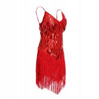 Latin Ballroom Dancing Dress Sequins Tassel Red