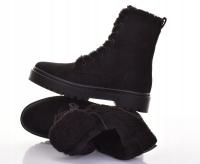 WYGODNE DAMSKIE BOTKI ZIMOWE TRAPERY BUTY OCIEPLONE CZARNE KLASYCZNE