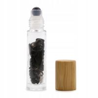 Бутылка для масла 5 мл с камнями - черный турмалин-деревянная крышка