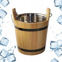 WIADRO NA LÓD DO LODU 5 litrów DIKOM DREWNO stal nierdzewna BECZKA śr. 27cm