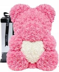 Плюшевый мишка с розами 40 см розовый белый сердце подарок День святого Валентина цветок коробка