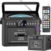 PRZENOŚNY ODTWARZACZ CD BLUETOOTH RADIO FM GŁOŚNIKI TRANSMITER FM HIFI BLAC