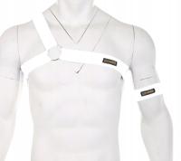 Męska uprząż na ramię i tors biały HARNESS z paskami i metalowym kółkiem