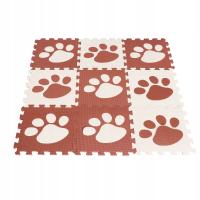 9pcs Soft Foam Puzzle Mat Floor Crawling Rugs children Paw beige Coffee