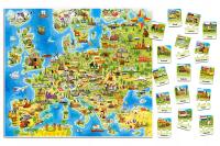PUZZLE 180 EDUKACYJNE UKŁADANKA MAPA EUROPY + QUIZ 32 ELEMENTY 7+ CASTOR