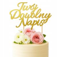 TOPPER NA TORT TWÓJ DOWOLNY NAPIS ZŁOTY DEKORACJA IMIĘ WIEK