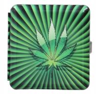 Металлический портсигар с листьями марихуаны Ганджи