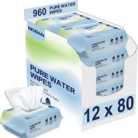 Влажные салфетки NICEKIDS Pure Water Wipes 99,9% вода 12x80 шт
