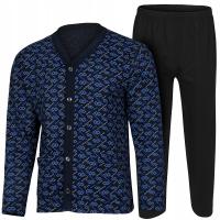 ROZPINANA MĘSKA BAWEŁNIANA PIŻAMA DWIE KIESZENIE W BLUZIE