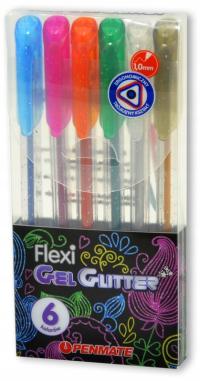 Długopis Flex i Gel brokatowy 6 kol., Penmate
