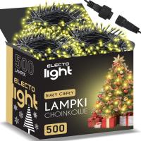 LAMPKI CHOINKOWE 500 LED BIAŁE CIEPŁE 35m WEWNĘTRZNE ŚWIĄTECZNE 8 TRYBÓW