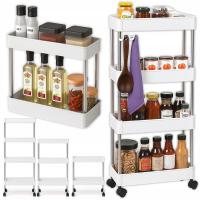 ПОЛКА ДЛЯ ВАННОЙ КОМНАТЫ, КУХОННЫЙ ШКАФ, ПЕРЕДВИЖНАЯ СТОЙКА НА КОЛЕСИКАХ, 4 ЯРУСА, БЕЛЫЙ