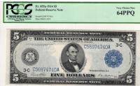 CZ USA 5 dolarów 1914 Federal Reserve Note, seria C56974740A - PCGS 64
