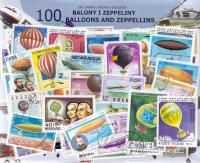 Набор из 100 почтовых марок-воздушные шары и цеппелины