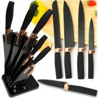 НАБОР КУХОННЫХ НОЖЕЙ 5 ШТ БЛОК НАБОР ОСТРЫХ КУХОННЫХ НОЖЕЙ СТЕНД ЧЕРНЫЙ