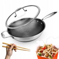 PATELNIA WOK INDUKCJA Z PRZYKRYWKA STAL NIERDZEWNA NUTRICHEF 30,5 cm