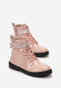 Born2Be Różowe Botki Zima Lakierowana ekoskóra